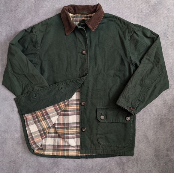 St. John's Bay Jackets & Blazers - VTG St Johns Bay Jacket Men Small Corduroy Collar Plaid Flannel Lined Chore